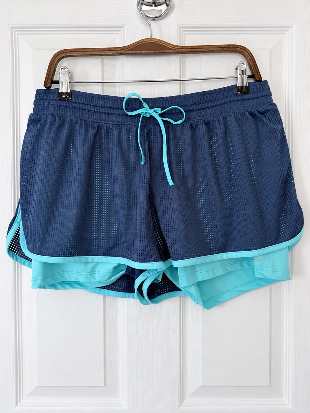 C9 by Champion Duo Dry 2-in-1 Running Athletic Shorts Navy Aqua Liner Size XXL